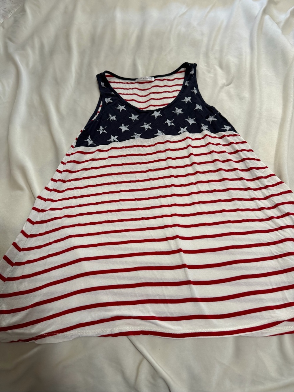 Coco & Main Flag Patriotic Navy & Red Striped Tank Dress Tunic Top Small